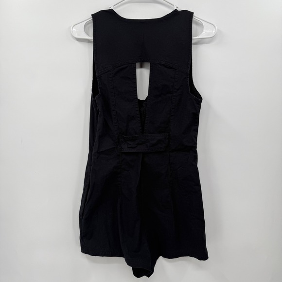 Free People Black Sleeveless Romper Tie Front Cutout Back Casual Womens Size 2 - Picture 7 of 12